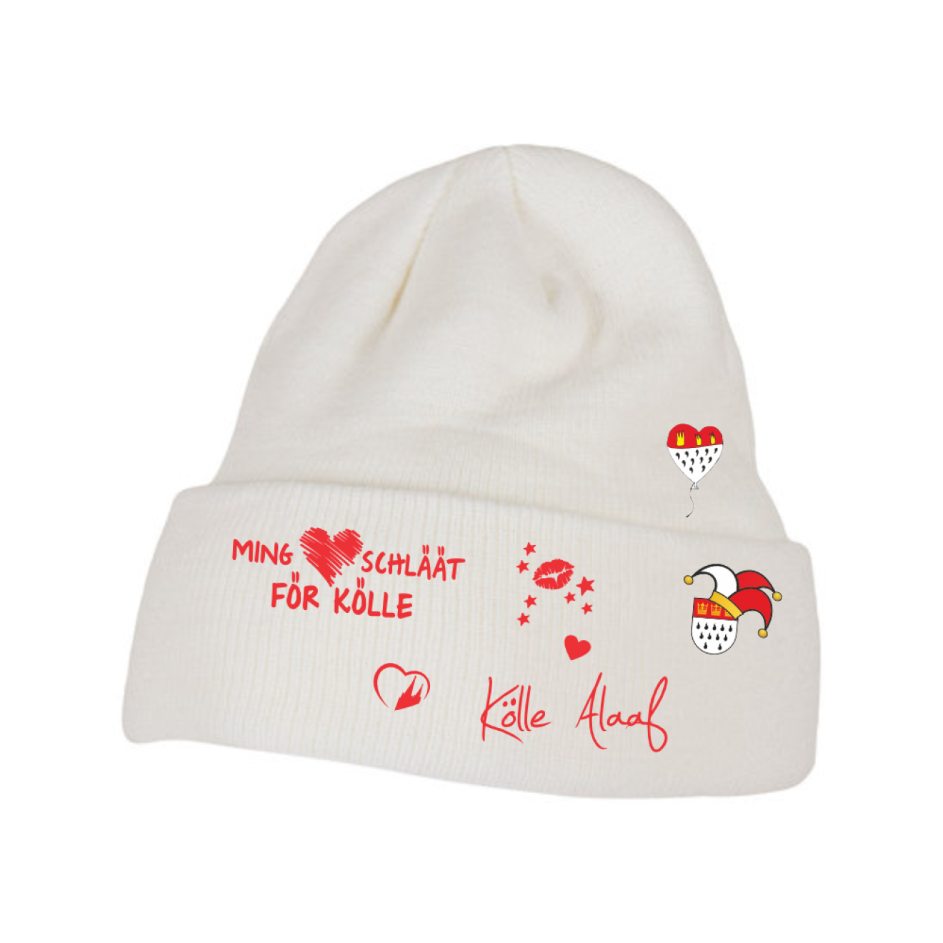 Karneval Mütze - Weiß - mit wählbaren Kölle Motiven