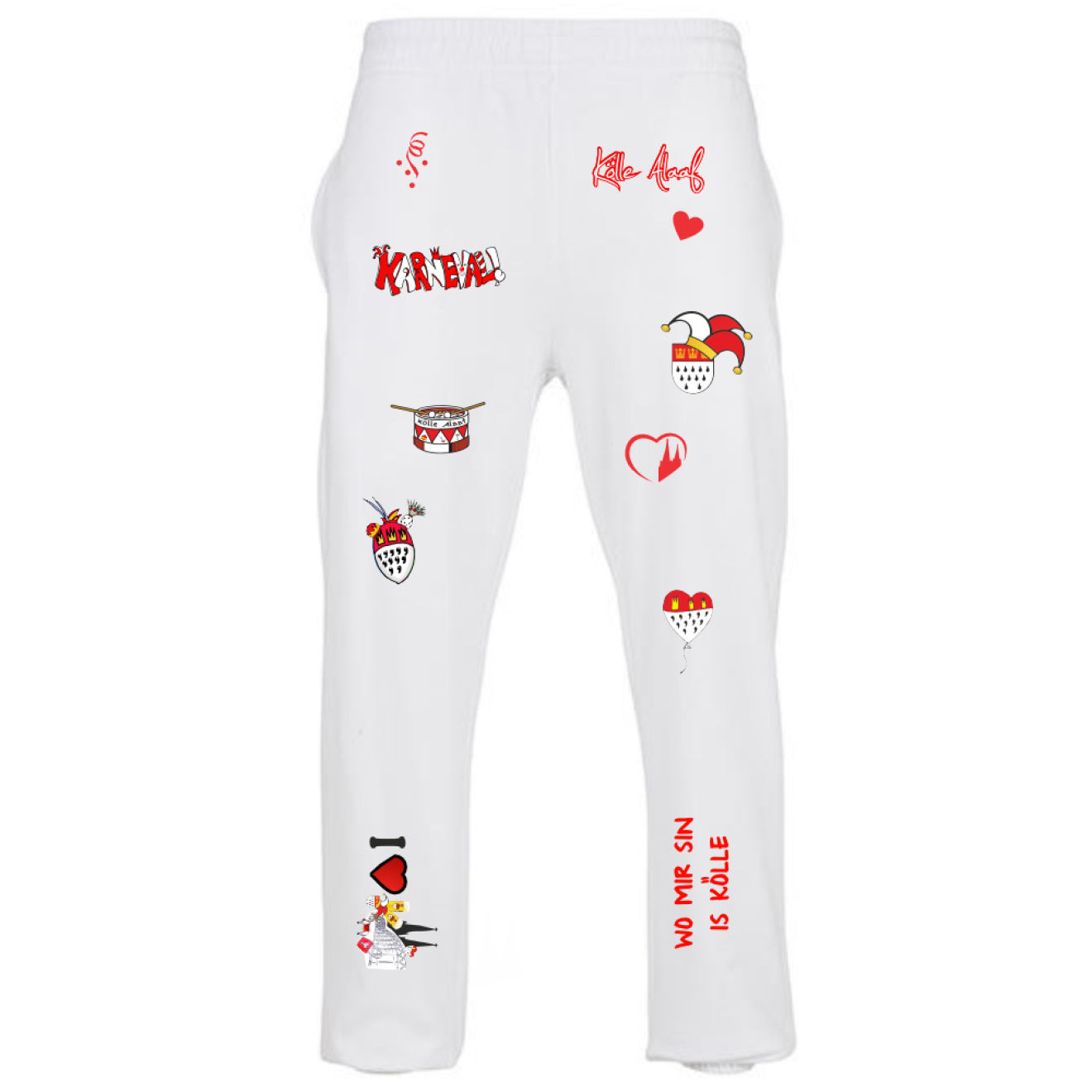 Karneval Jogginghose - Weiß - Unisex - mit wählbaren Kölle Motiven