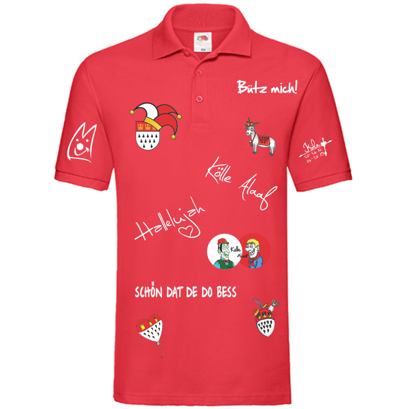 Karneval Poloshirt - Rot - Herren - mit wählbaren Kölle Motiven