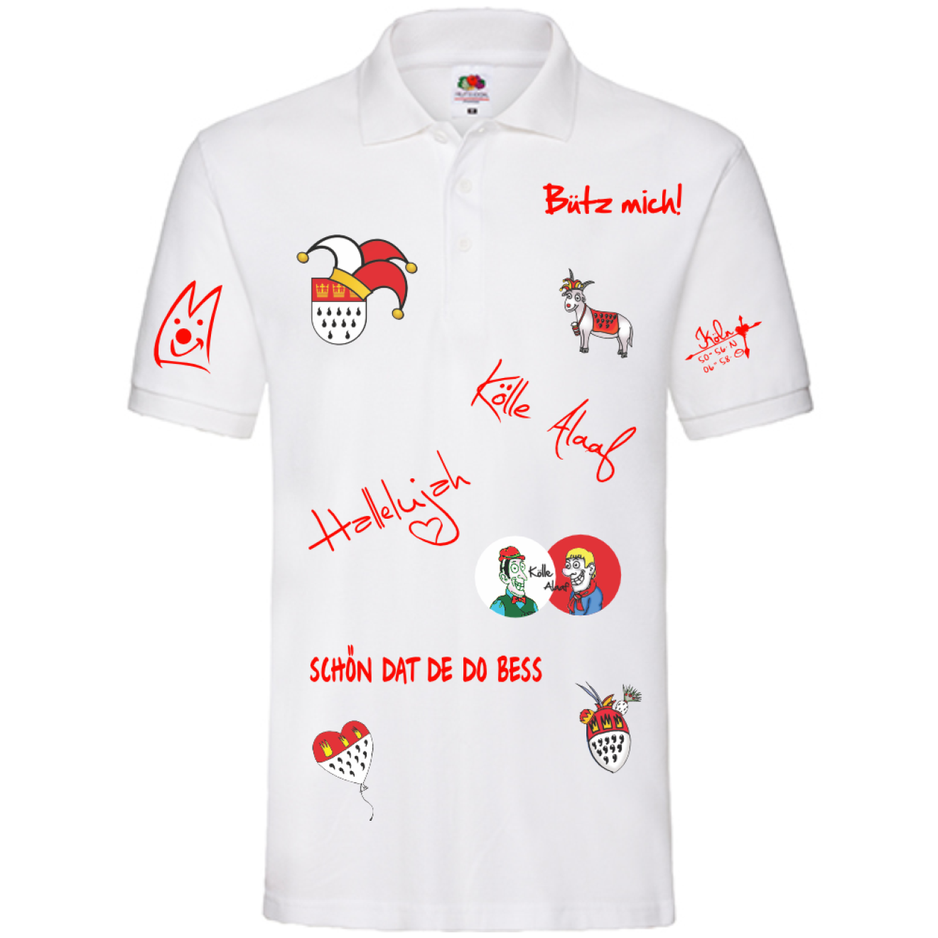 Karneval Poloshirt - Weiß - Herren - mit wählbaren Kölle Motiven