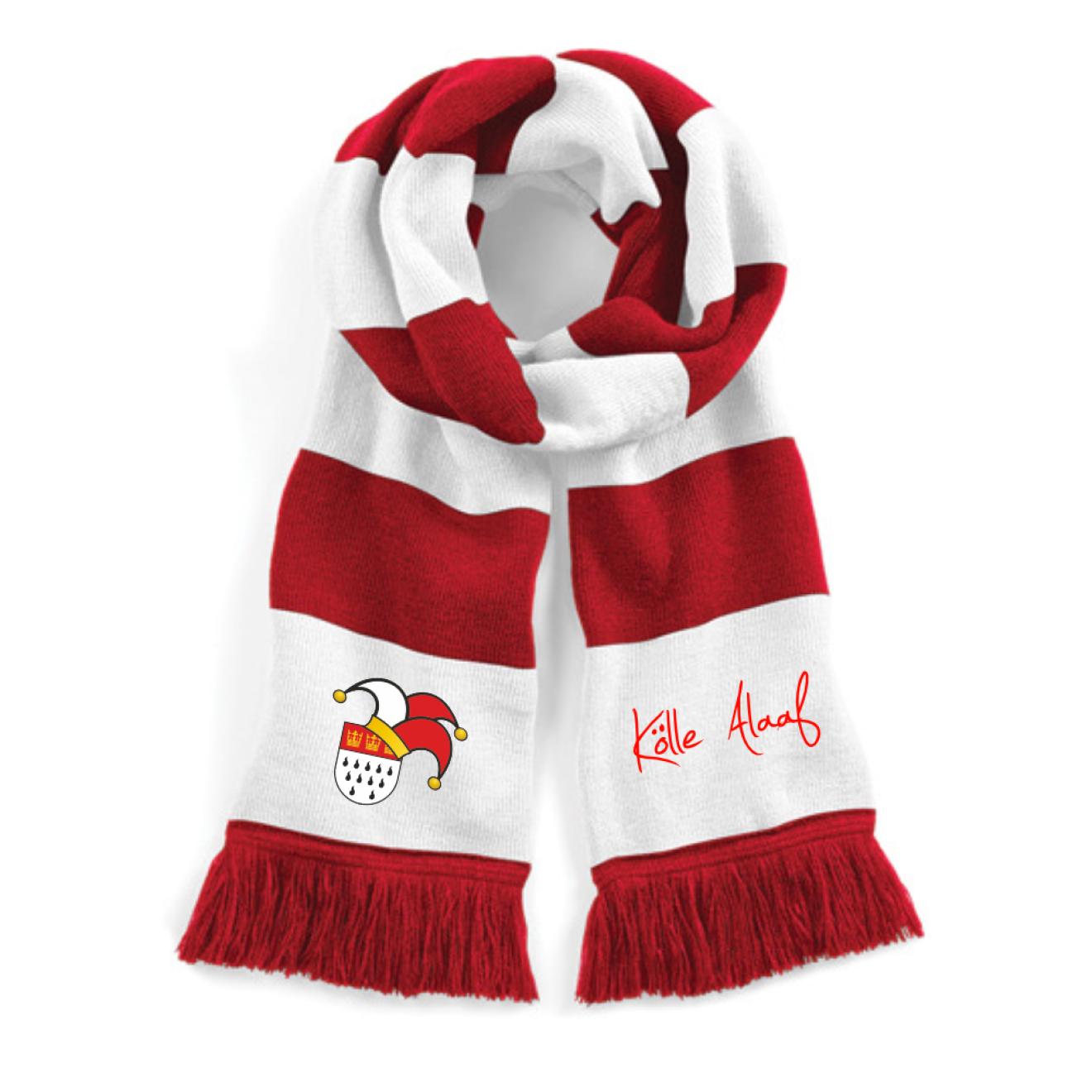 Jecker Schal - Rot & Weiß - mit wählbaren Kölle Motiven