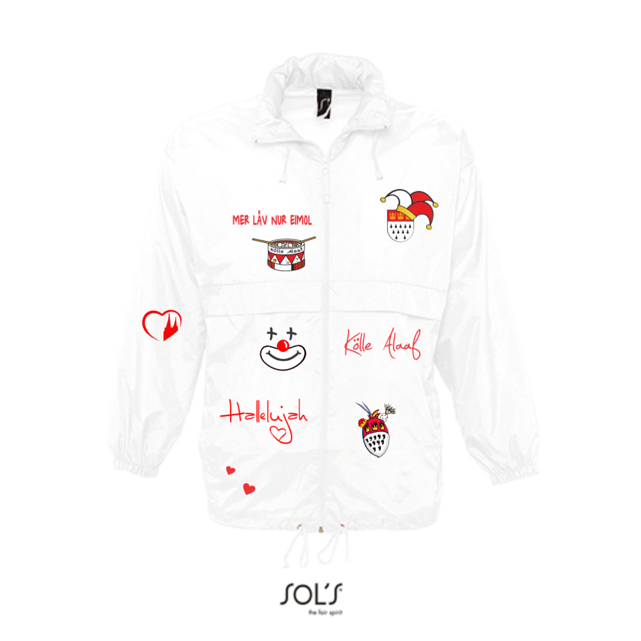 Karneval Regenjacke - Weiß - mit wählbaren Kölle Motiven