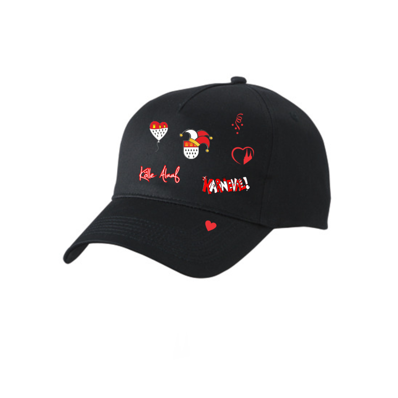 Karneval Cap - Schwarz - mit wählbaren Kölle Motiven