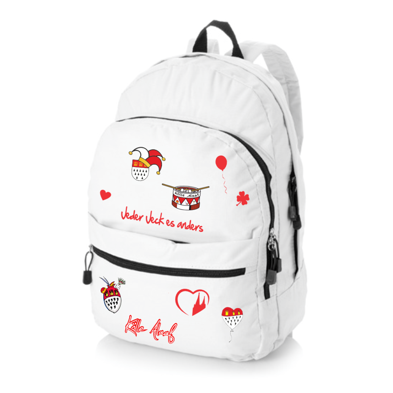 Karneval Rucksack - Weiß - mit wählbaren Kölle Motiven