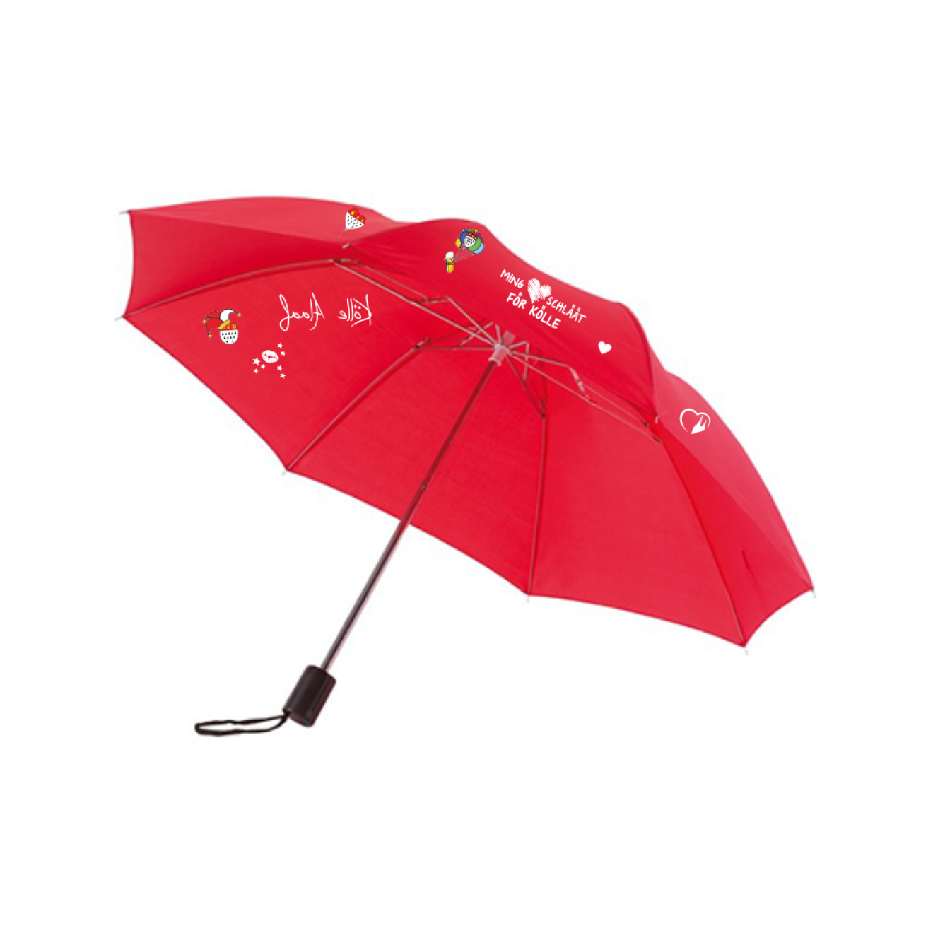 Karneval Regenschirm - Rot - mit wählbaren Kölle Motiven