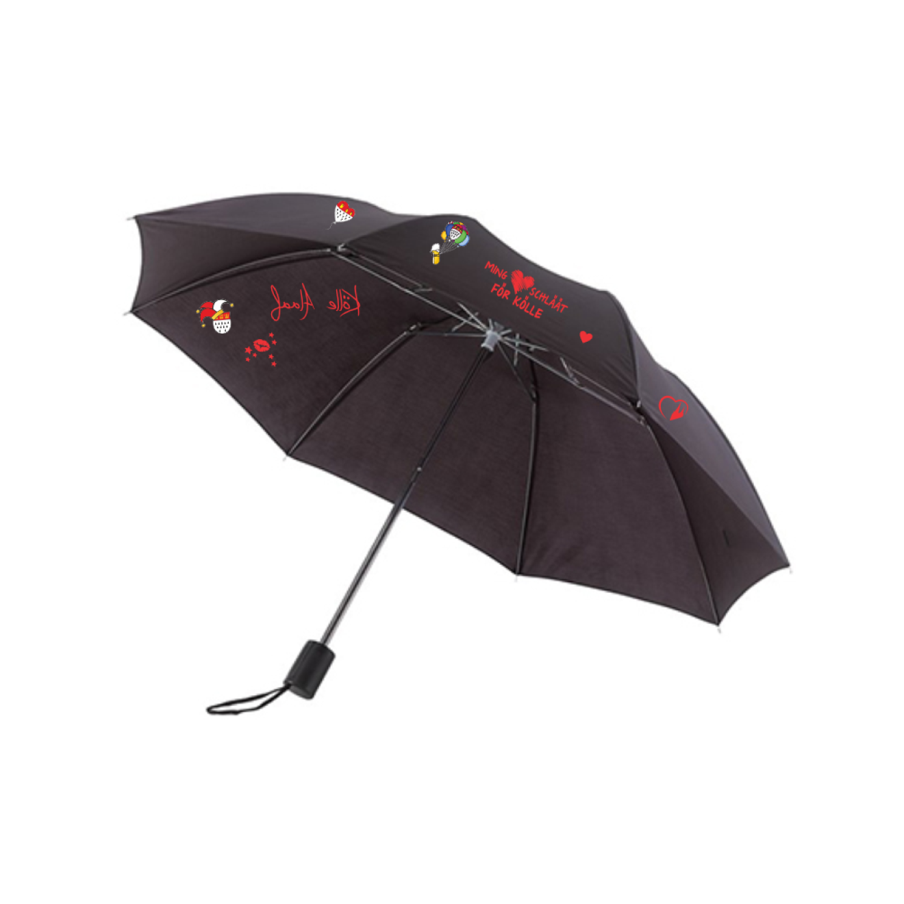 Karneval Regenschirm - Schwarz - mit wählbaren Kölle Motiven