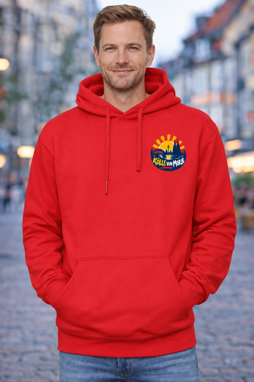 Karneval Hoodie „Kölle vun Morje“ – Rot – Herren