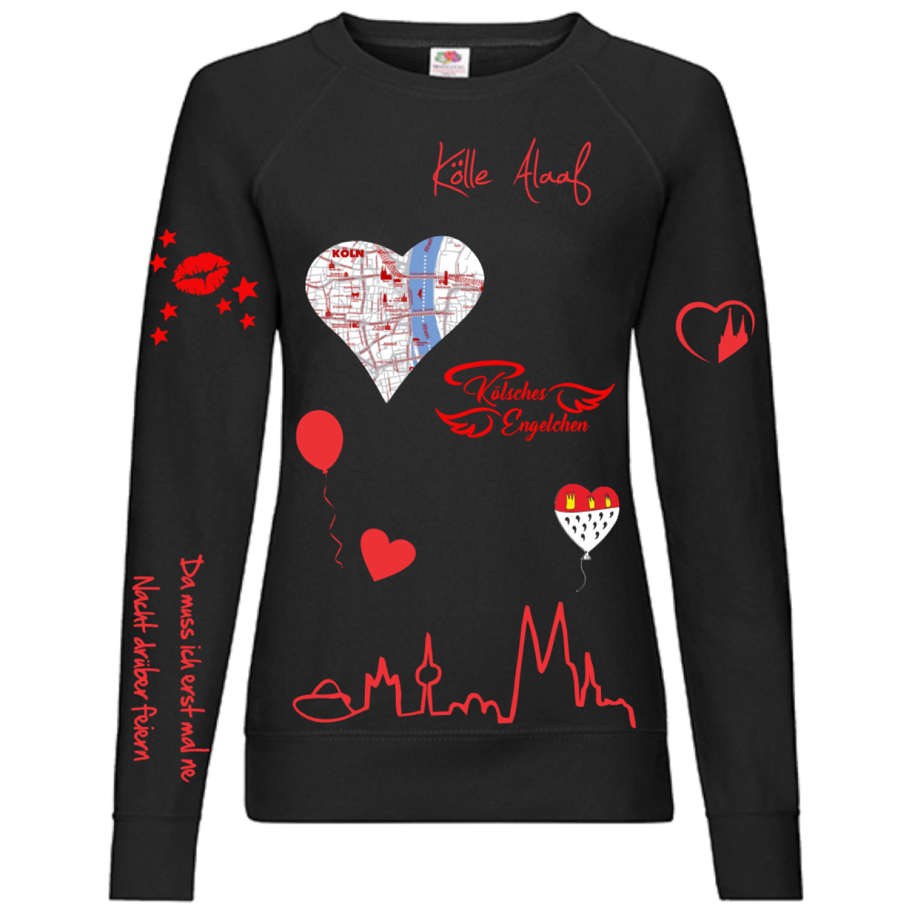 Karneval Sweatshirt - Schwarz - Damen - mit wählbaren Kölle Motiven
