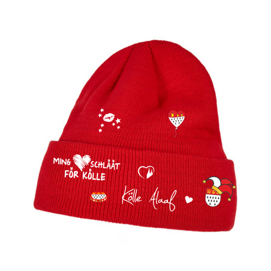 Karneval Mütze - Rot - mit wählbaren Kölle Motiven
