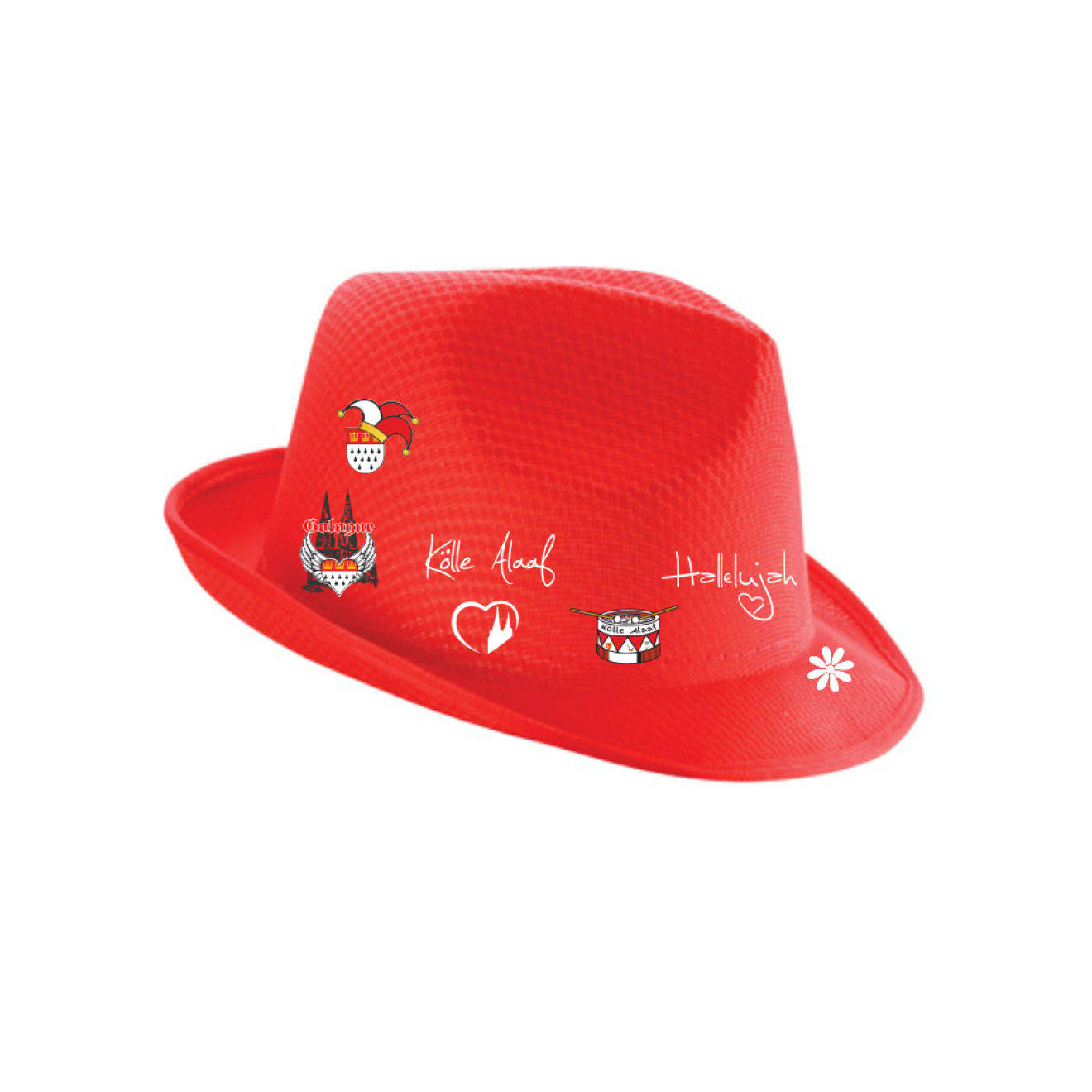 Karneval Hut - Rot - mit wählbaren Kölle Motiven