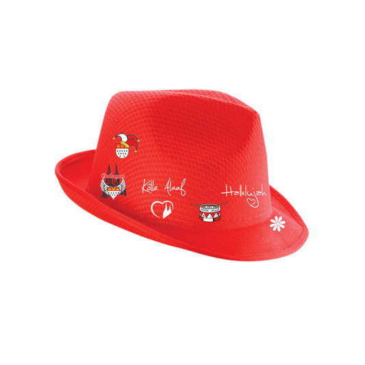 Karneval Hut - Rot - mit wählbaren Kölle Motiven