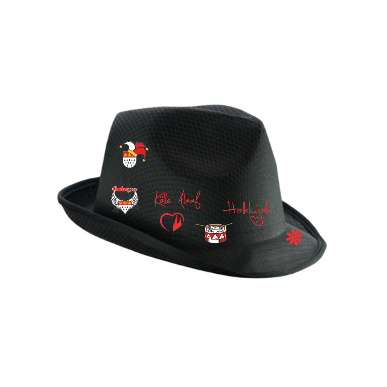 Karneval Hut - Schwarz - mit wählbaren Kölle Motiven