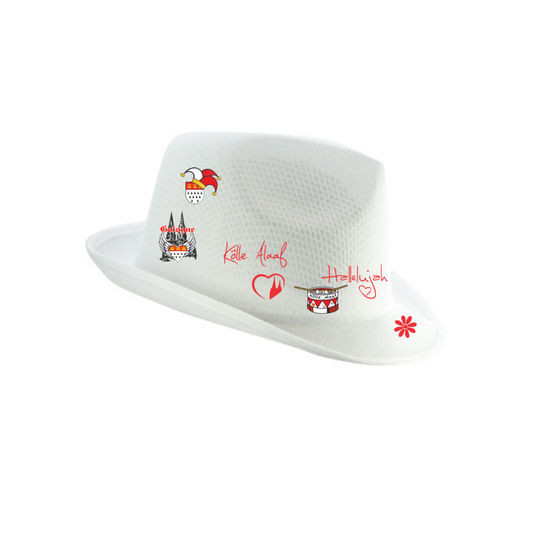 Karneval Hut - Weiß - mit wählbaren Kölle Motiven