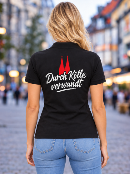 Damen Polo „Durch Kölle verwandt“ – Schwarz