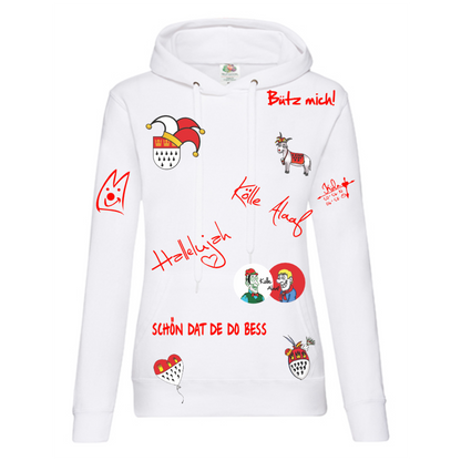 Karneval Hoodie - Weiß - Damen - mit wählbaren Kölle Motiven