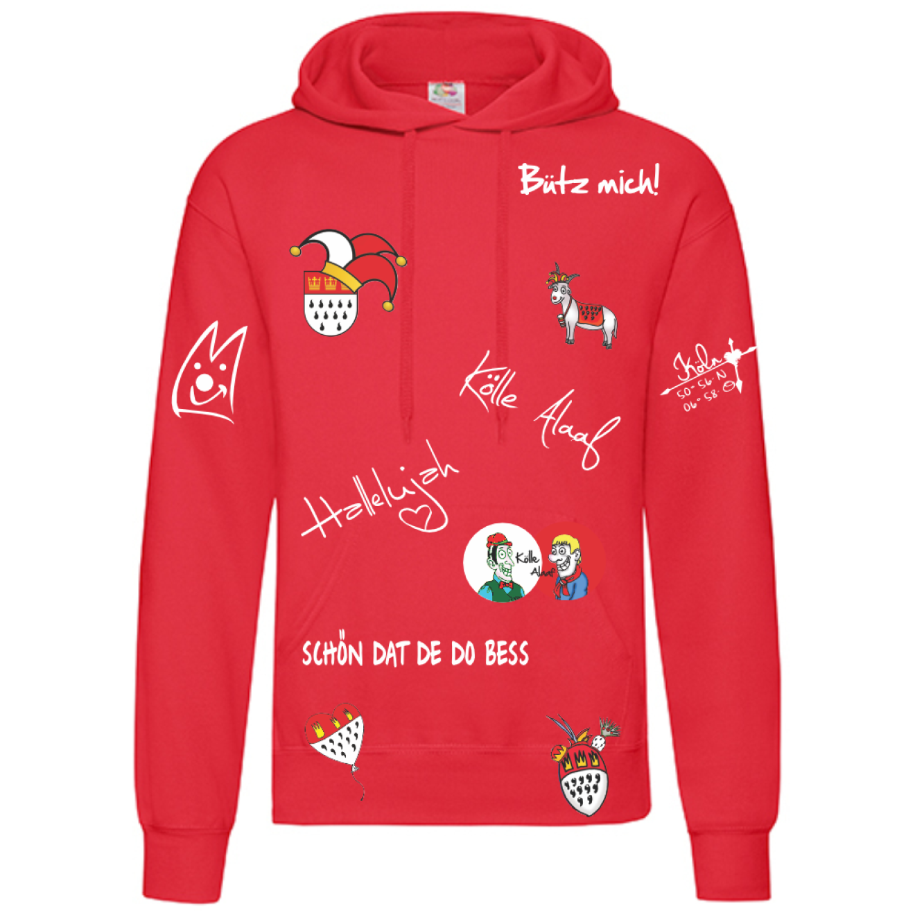 Karneval Hoodie - Rot - Herren - mit wählbaren Kölle Motiven