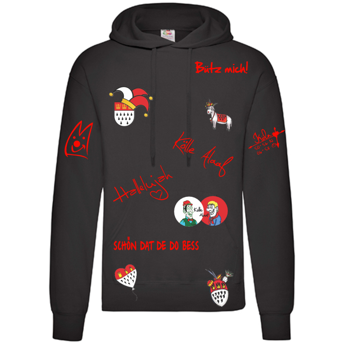 Karneval Hoodie - Schwarz - Herren - mit wählbaren Kölle Motiven