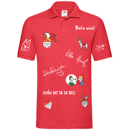 Karneval Poloshirt - Rot - Herren - mit wählbaren Kölle Motiven