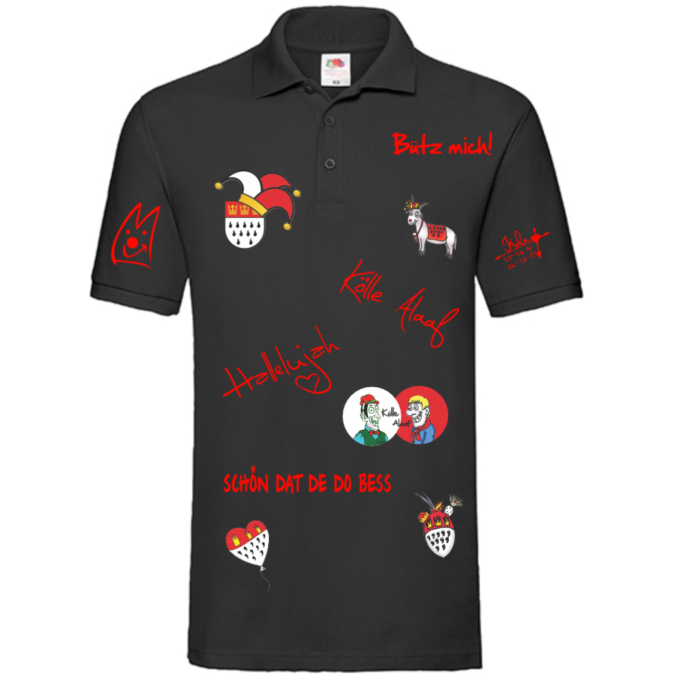 Karneval Poloshirt - Schwarz - Herren - mit wählbaren Kölle Motiven