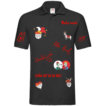 Karneval Poloshirt - Schwarz - Herren - mit wählbaren Kölle Motiven