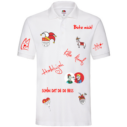 Karneval Poloshirt - Weiß - Herren - mit wählbaren Kölle Motiven