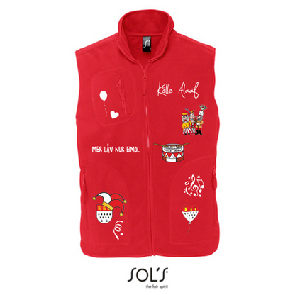 Karneval Fleece Weste - Rot - Unisex - mit wählbaren Kölle Motiven
