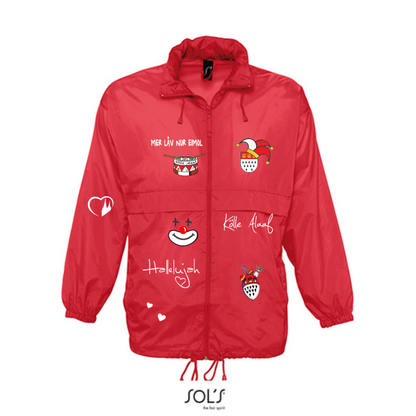 Karneval Regenjacke - Rot - Unisex - mit wählbaren Kölle Motiven