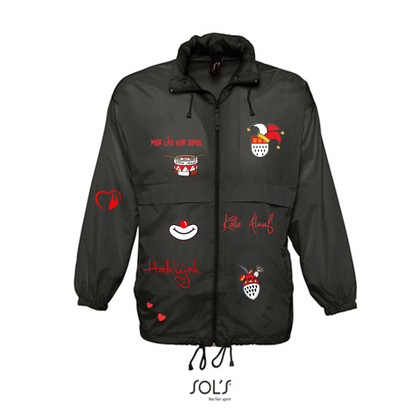 Karneval Regenjacke - Schwarz - Unisex - mit wählbaren Kölle Motiven