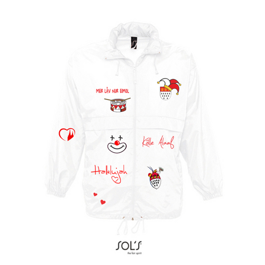 Karneval Regenjacke - Weiß - mit wählbaren Kölle Motiven