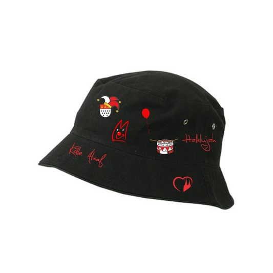 Karneval Fischerhut - Schwarz - mit wählbaren Kölle Motiven