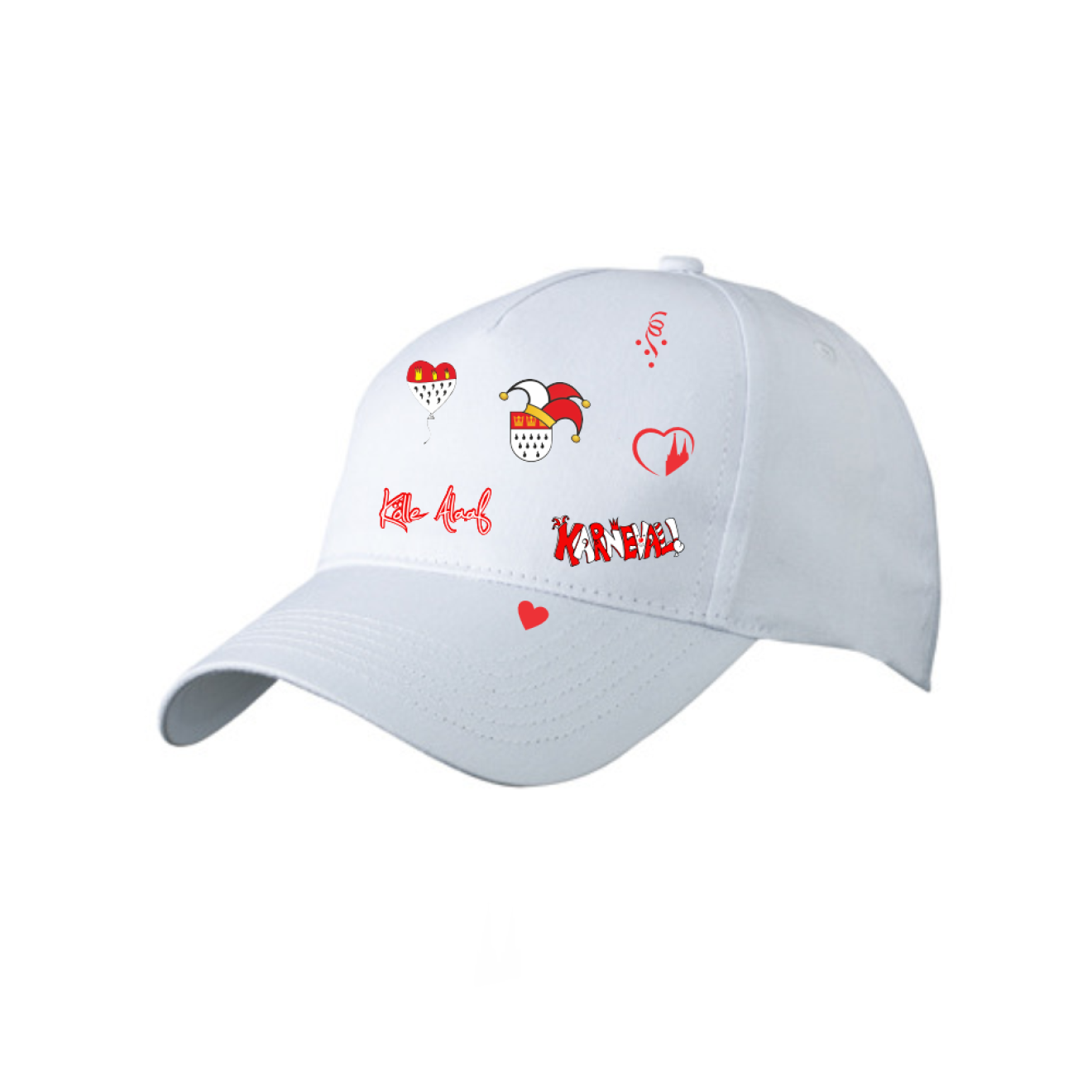 Karneval Cap - Weiß - mit wählbaren Kölle Motiven