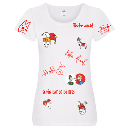 Karneval T-Shirt - Weiß - Damen - mit wählbaren Kölle Motiven