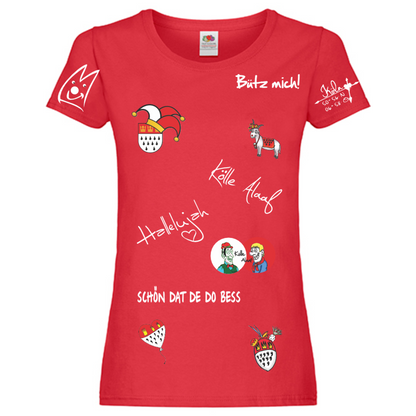 Karneval T-Shirt - Rot - Damen - mit wählbaren Kölle Motiven