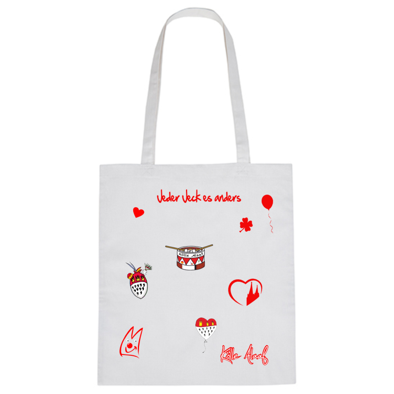 Karneval Stofftasche - Weiß - mit wählbaren Kölle Motiven