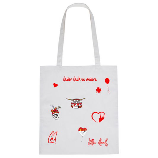 Karneval Stofftasche - Weiß - mit wählbaren Kölle Motiven