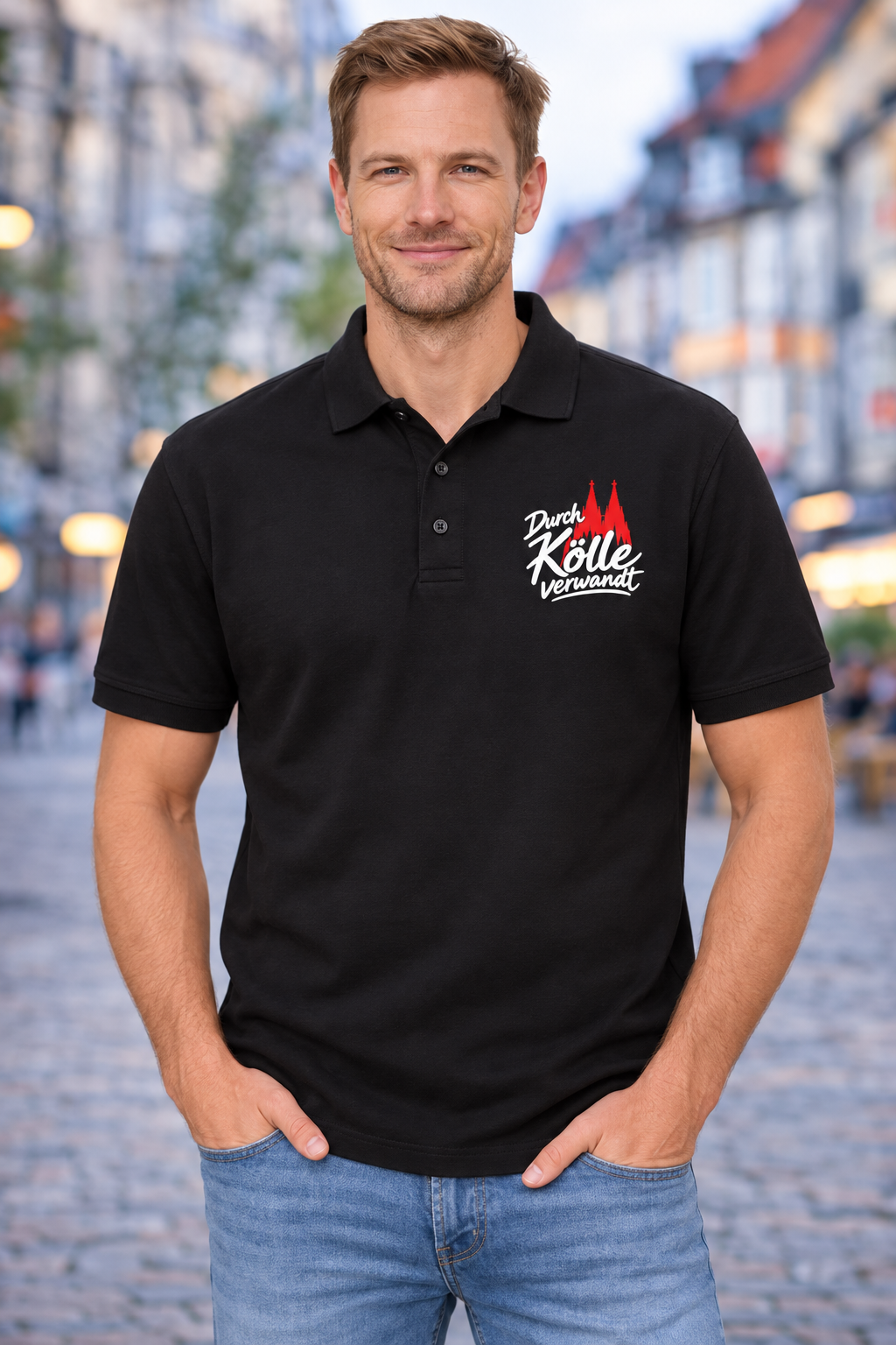 Herren Polo „Durch Kölle verwandt“ – Schwarz