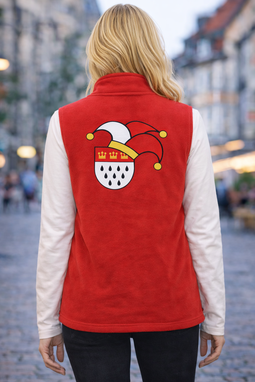 Karneval Fleece Weste - Rot - Unisex - mit wählbaren Kölle Motiven