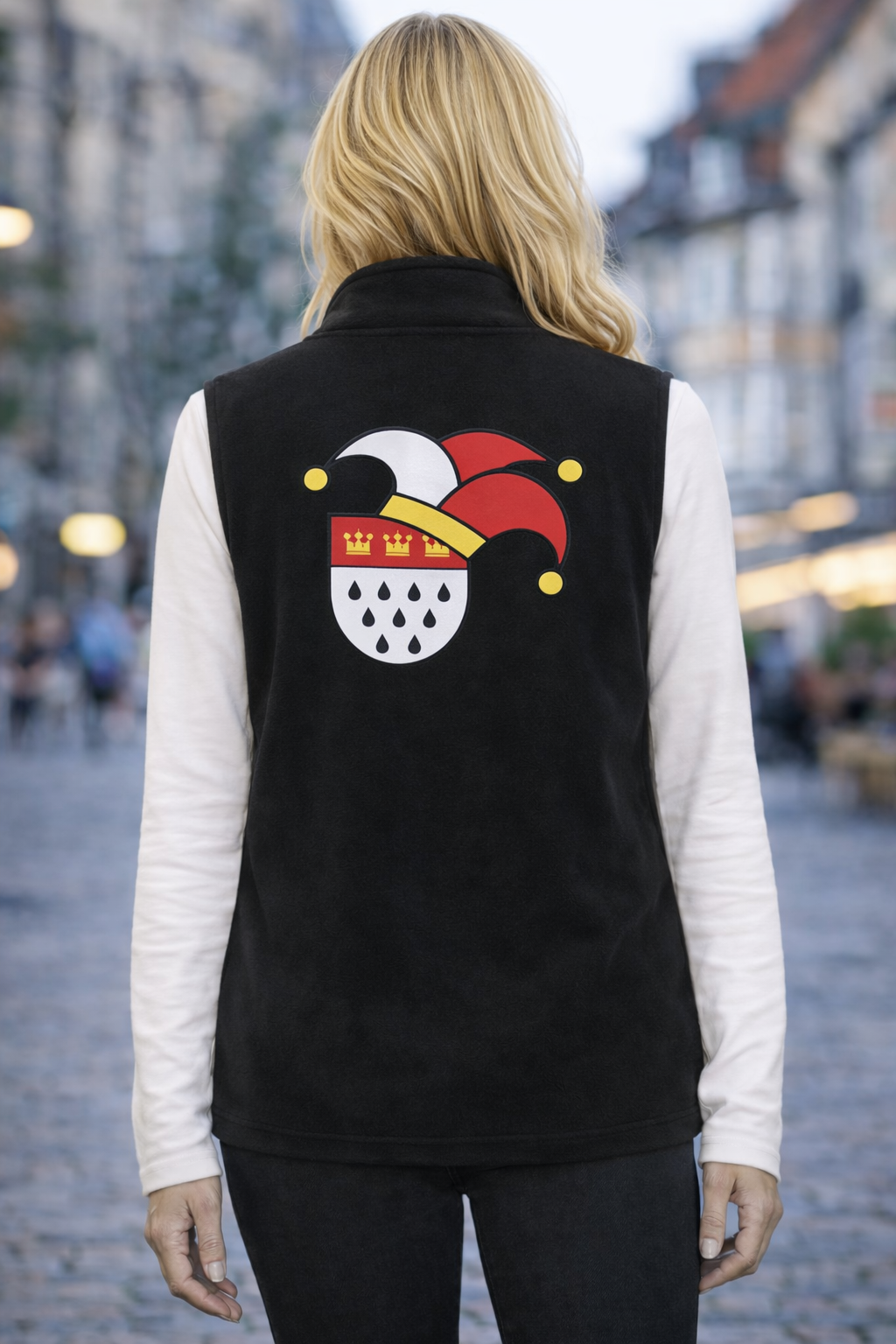 Karneval Fleece Weste - Schwarz - Unisex - mit wählbaren Kölle Motiven