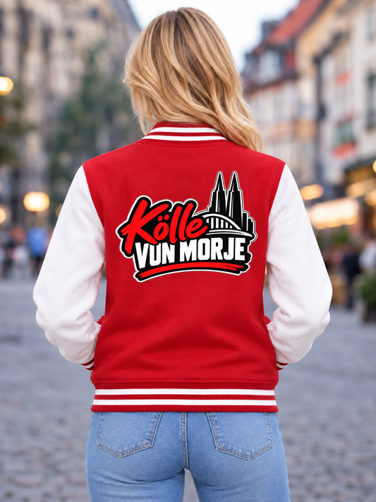 Collegejacke „Kölle vun Morje“ – Rot/Weiß – Damen