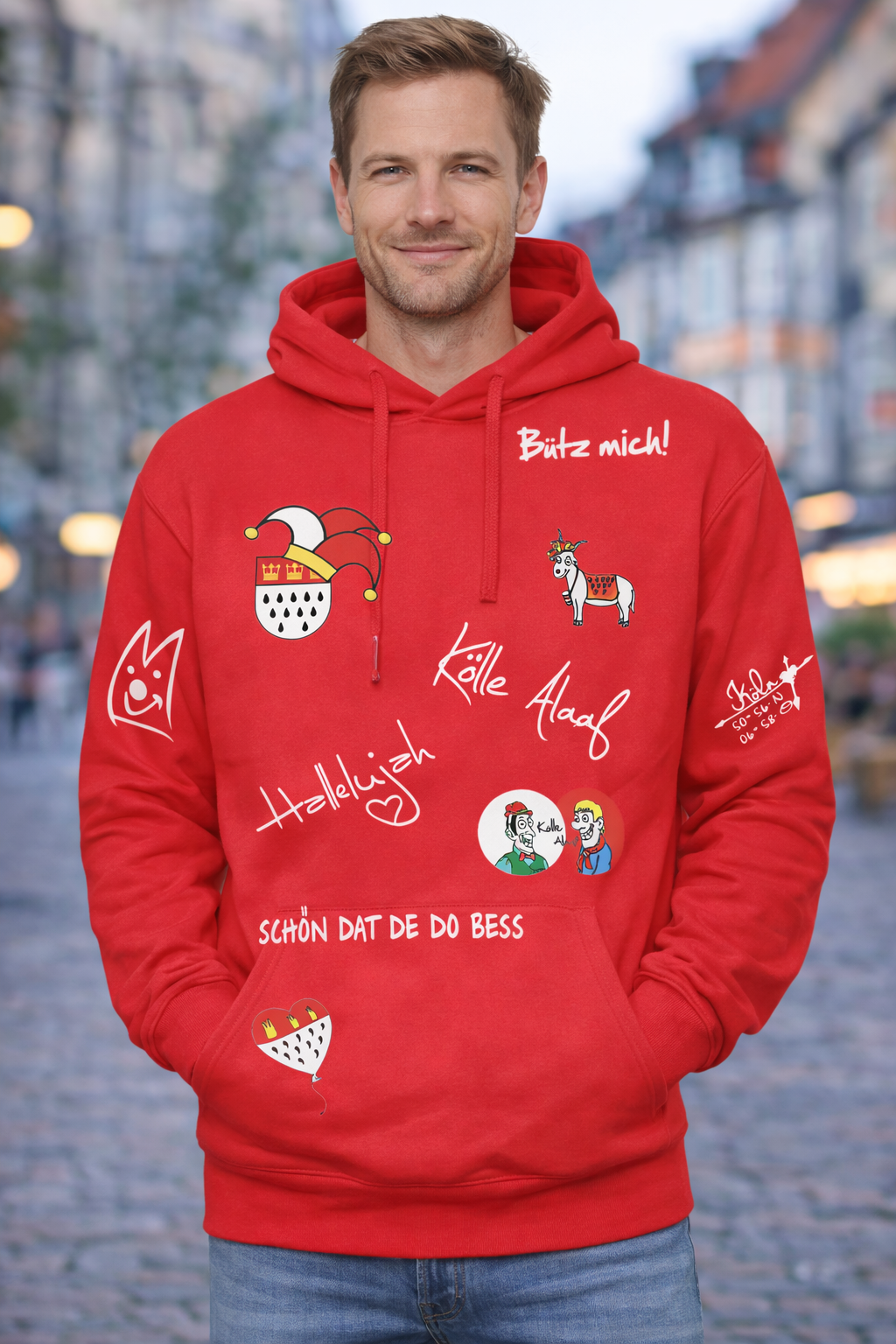 Karneval Hoodie - Rot - Herren - mit wählbaren Kölle Motiven