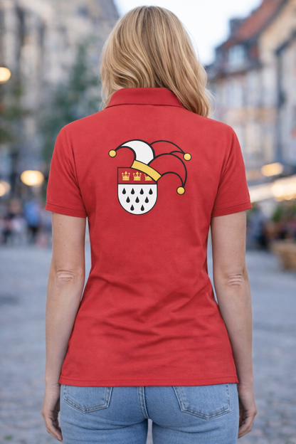 Karneval Poloshirt - Rot - Damen - mit wählbaren Kölle Motiven