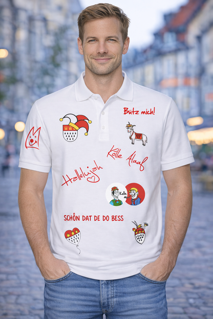 Karneval Poloshirt - Weiß - Herren - mit wählbaren Kölle Motiven