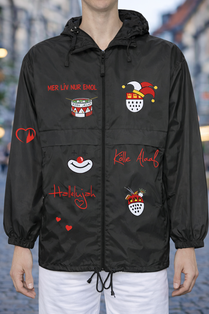Karneval Regenjacke - Schwarz - Unisex - mit wählbaren Kölle Motiven