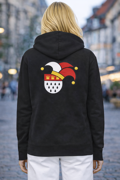 Karneval Sweatshirt Jacke - Schwarz - Unisex - mit wählbaren Kölle Motiven