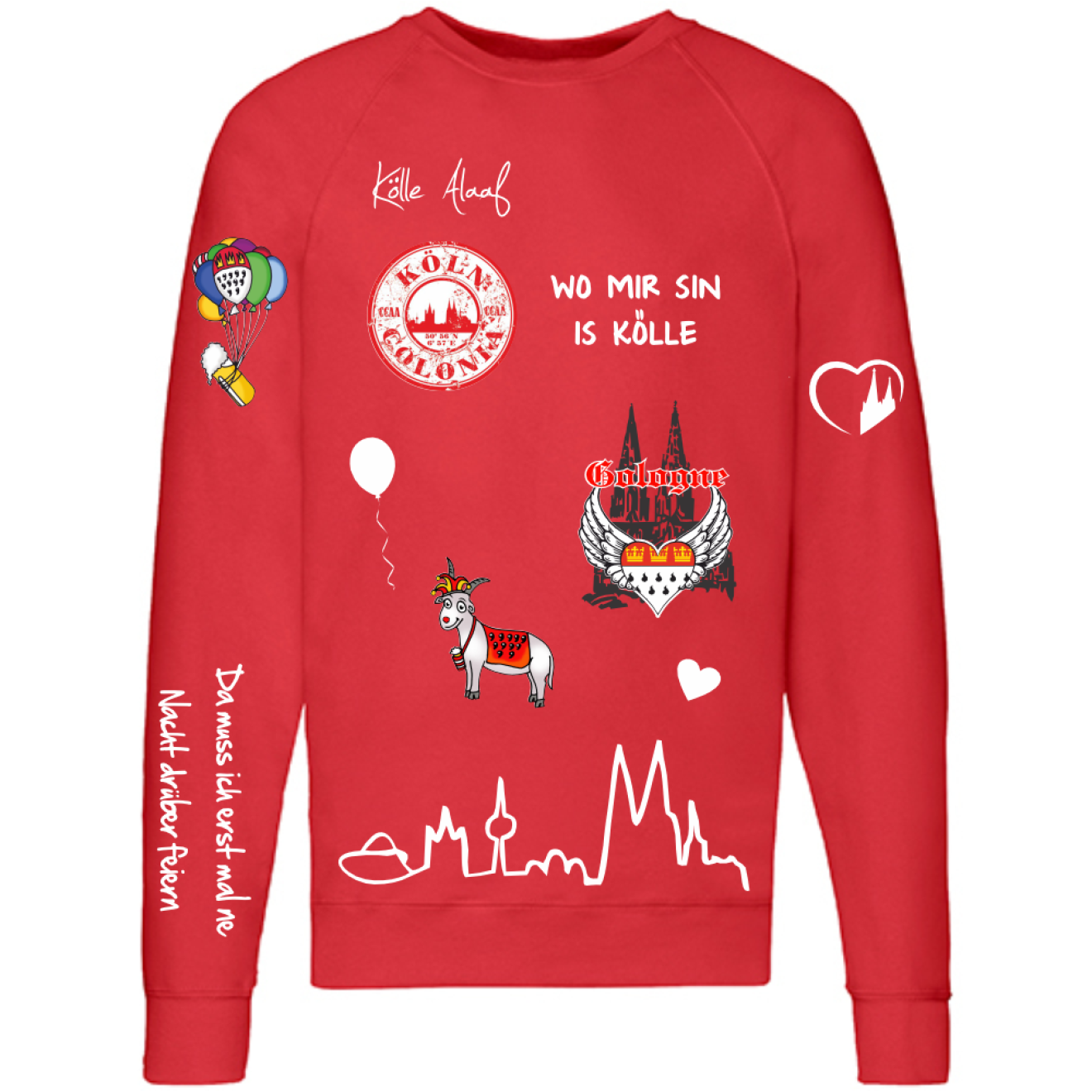 Karneval Sweatshirt - Rot - Herren -  mit wählbaren Kölle Motiven