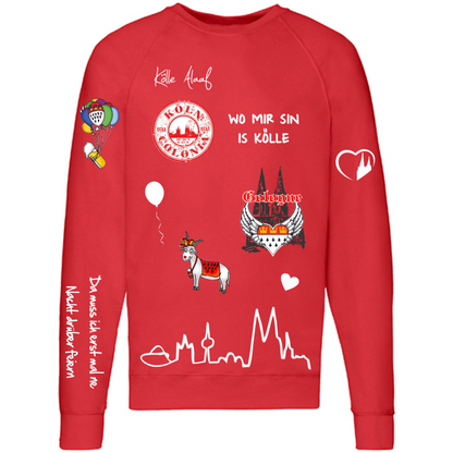 Karneval Sweatshirt - Rot - Herren -  mit wählbaren Kölle Motiven