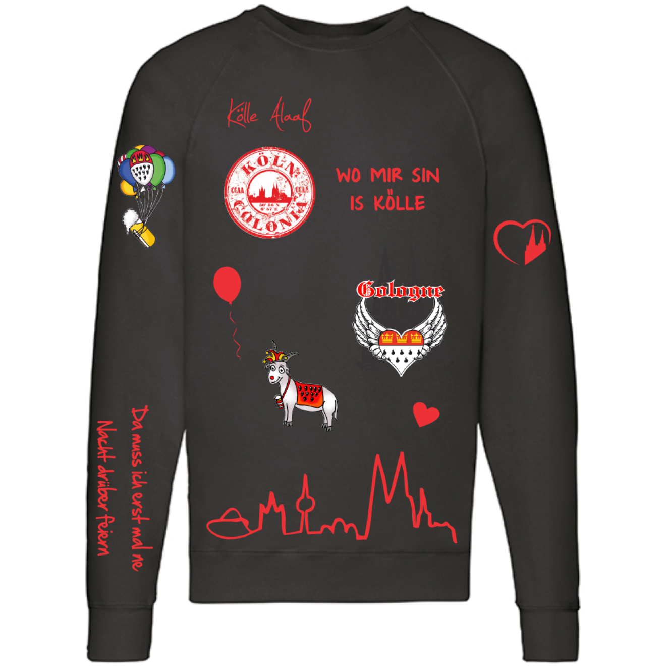 Karneval Sweatshirt - Schwarz - Herren -  mit wählbaren Kölle Motiven