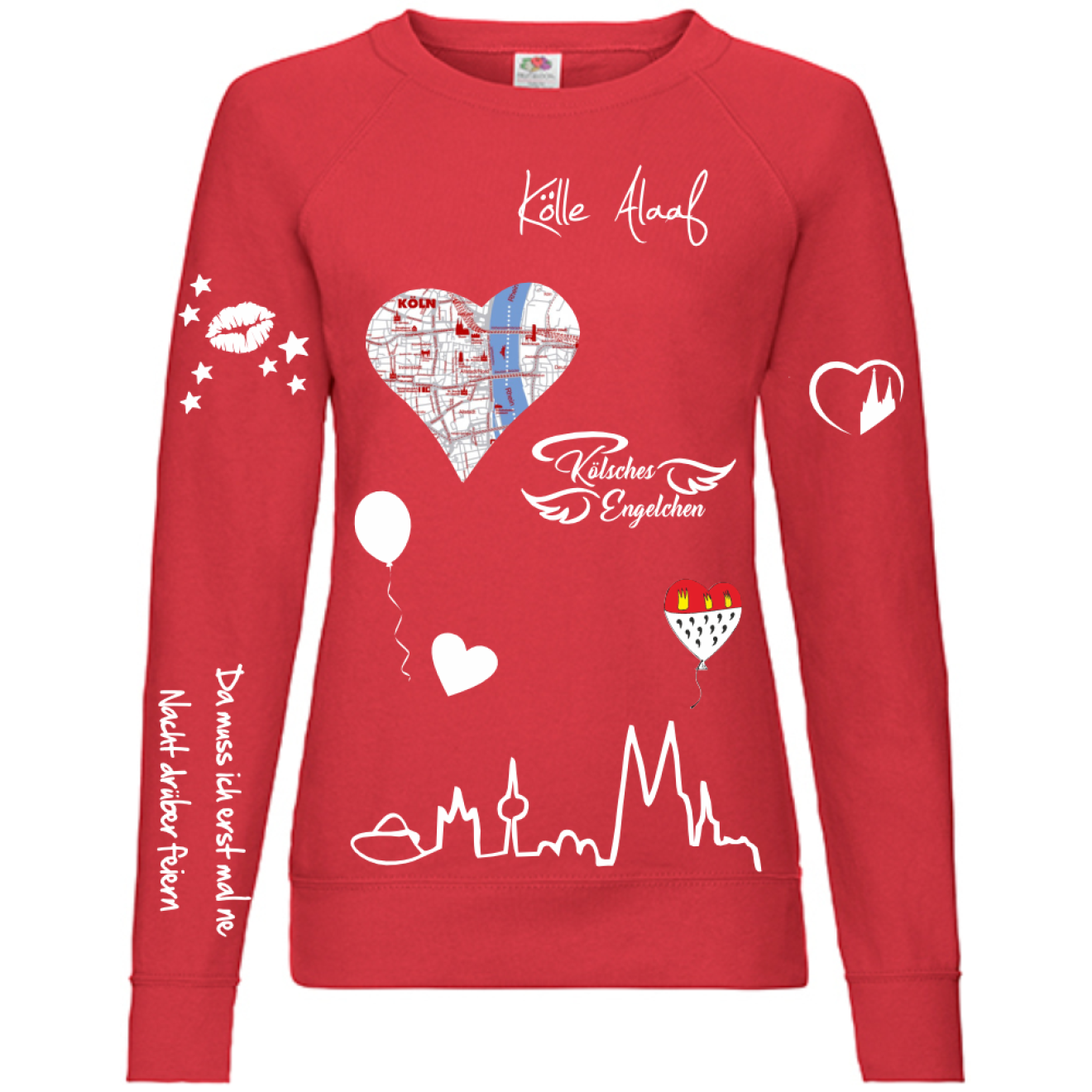 Karneval Sweatshirt - Rot - Damen -  mit wählbaren Kölle Motiven