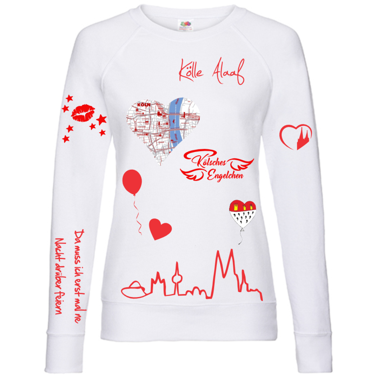 Karneval Sweatshirt - Weiß - Damen -  mit wählbaren Kölle Motiven
