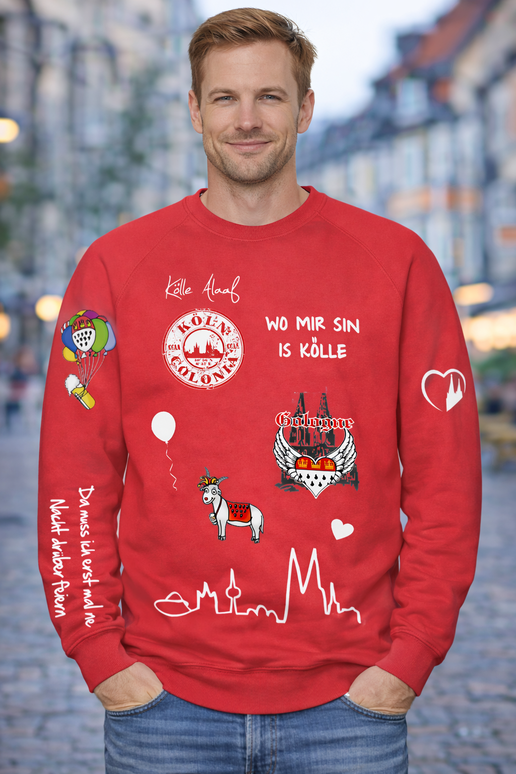 Karneval Sweatshirt - Rot - Herren -  mit wählbaren Kölle Motiven